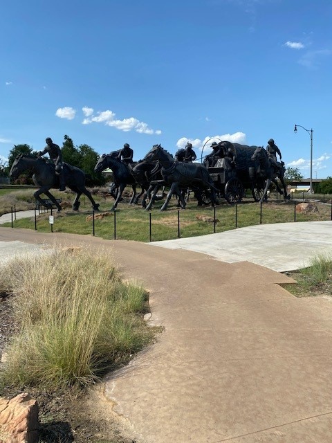bronze sculpture at Oklahoma Centennial Land Run Monument