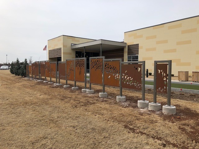 Outdoor sculpture at Wellness Center 1