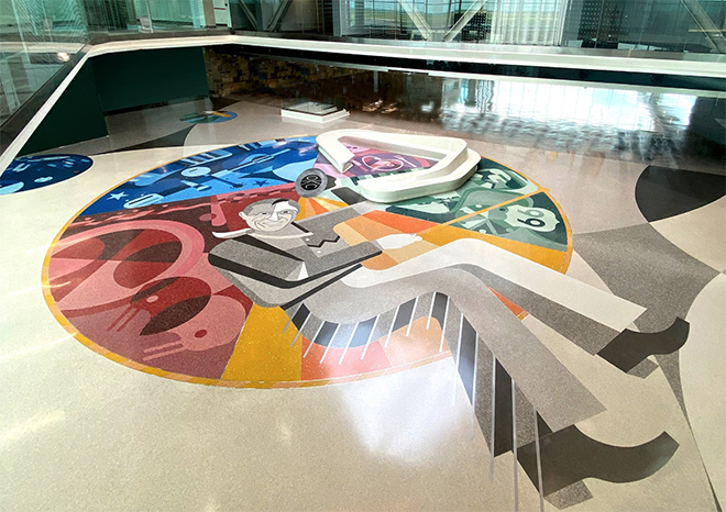 floor mosaic titled OKConnected