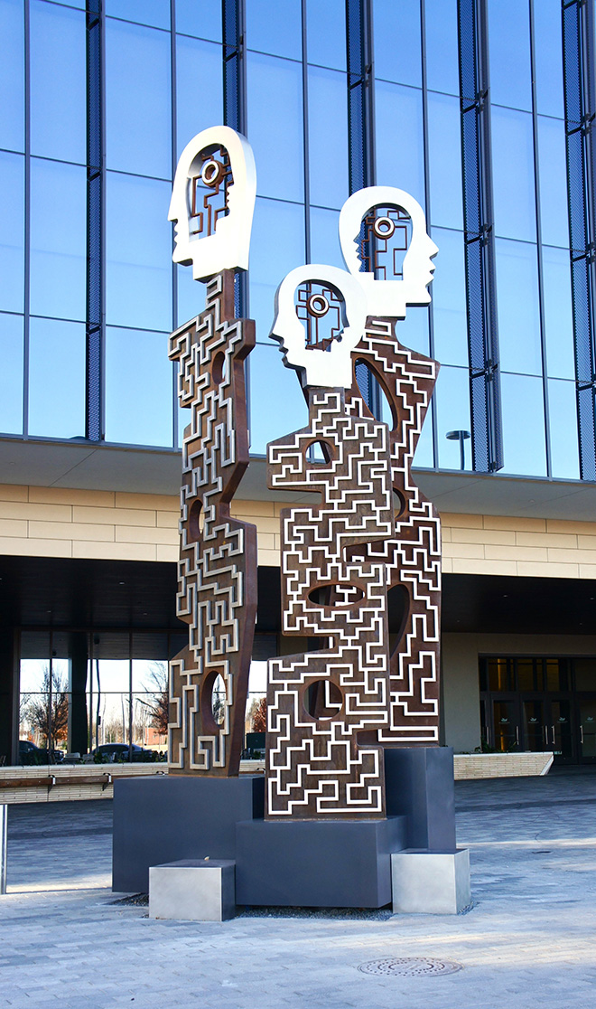 outdoor sculpture titled Together Together