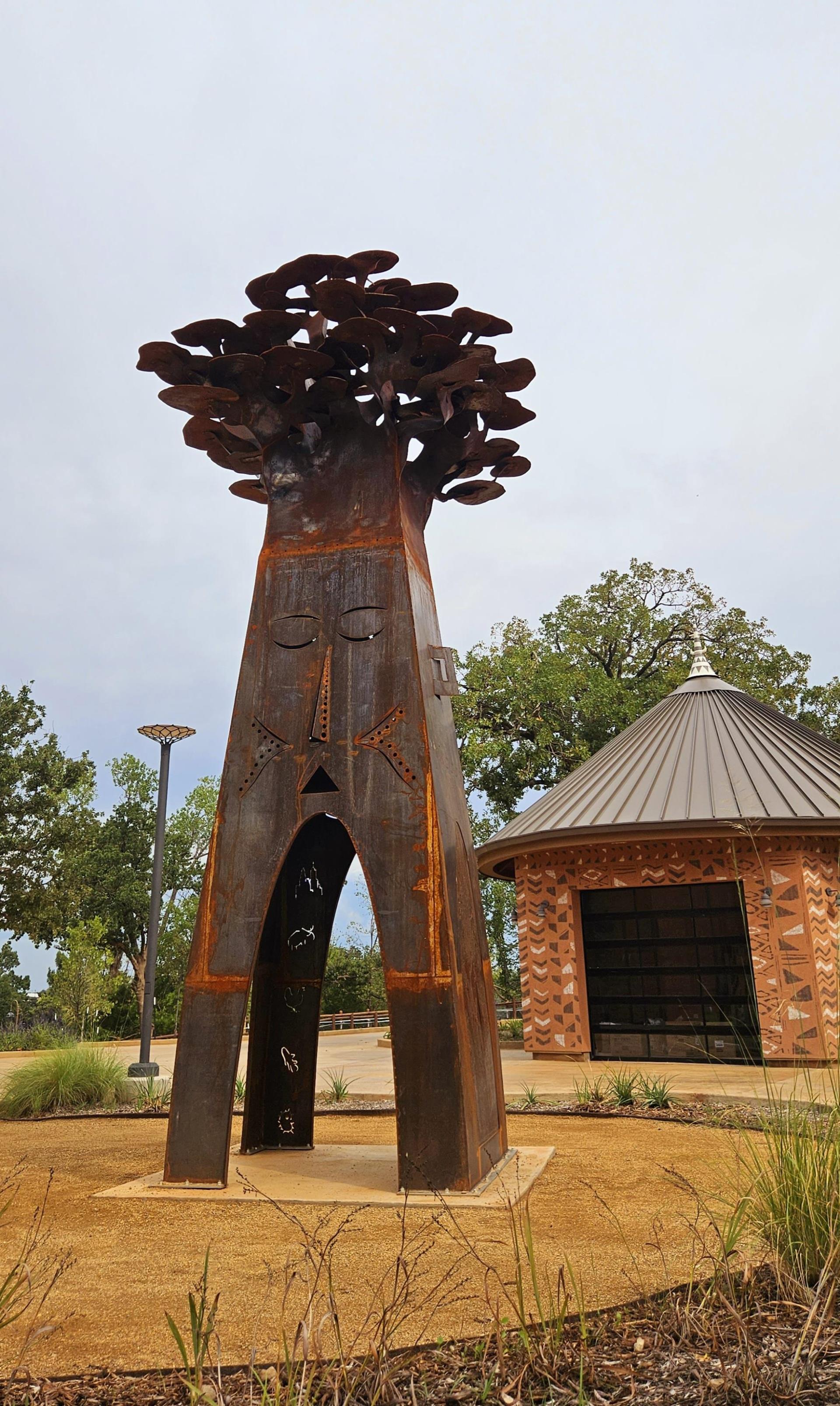 Large tree sculpture titled Spirit Home Baobab Protector