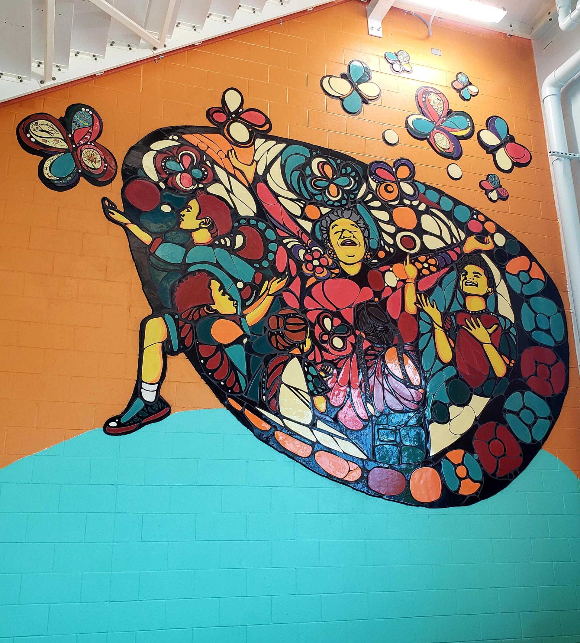 mosaic on wall titled Freedom to Dream