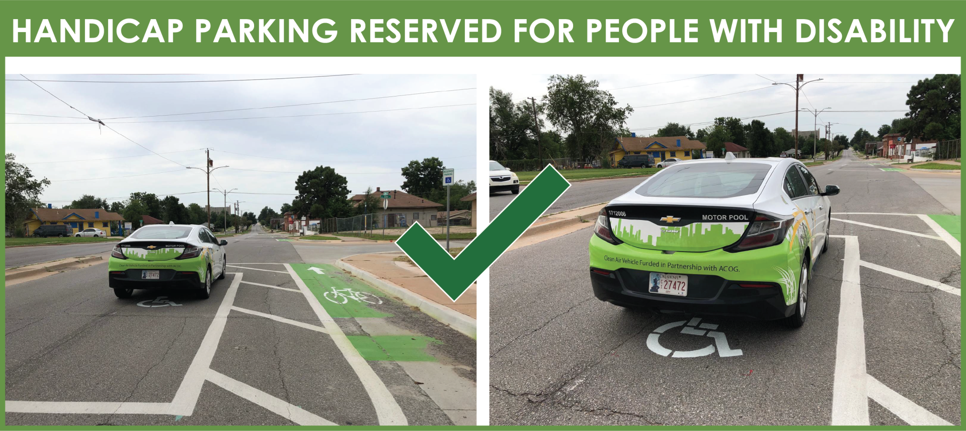 images of how to correctly park in handicap spot near bike lane