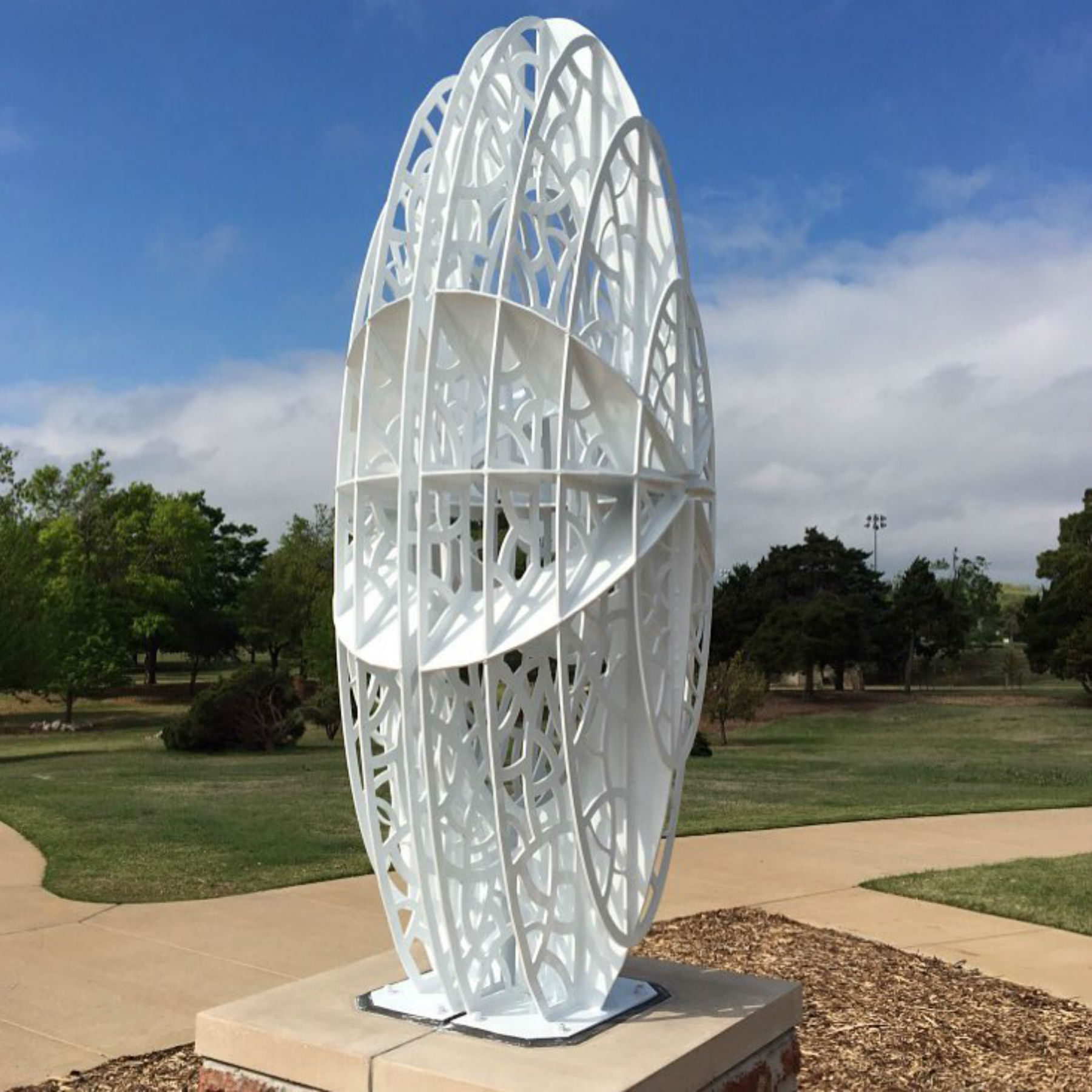 Seed sculpture Will Rogers Gardens OKC Arts